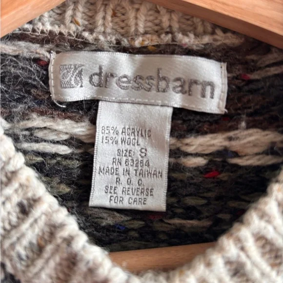 Women's Patterned Sweater - Cream and Brown - Picture 5 of 5